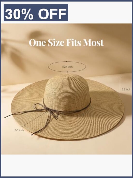 Womens Wide Brim Straw Sun Hat UPF 50 Floppy Foldable Beach Travel Summer main image 5